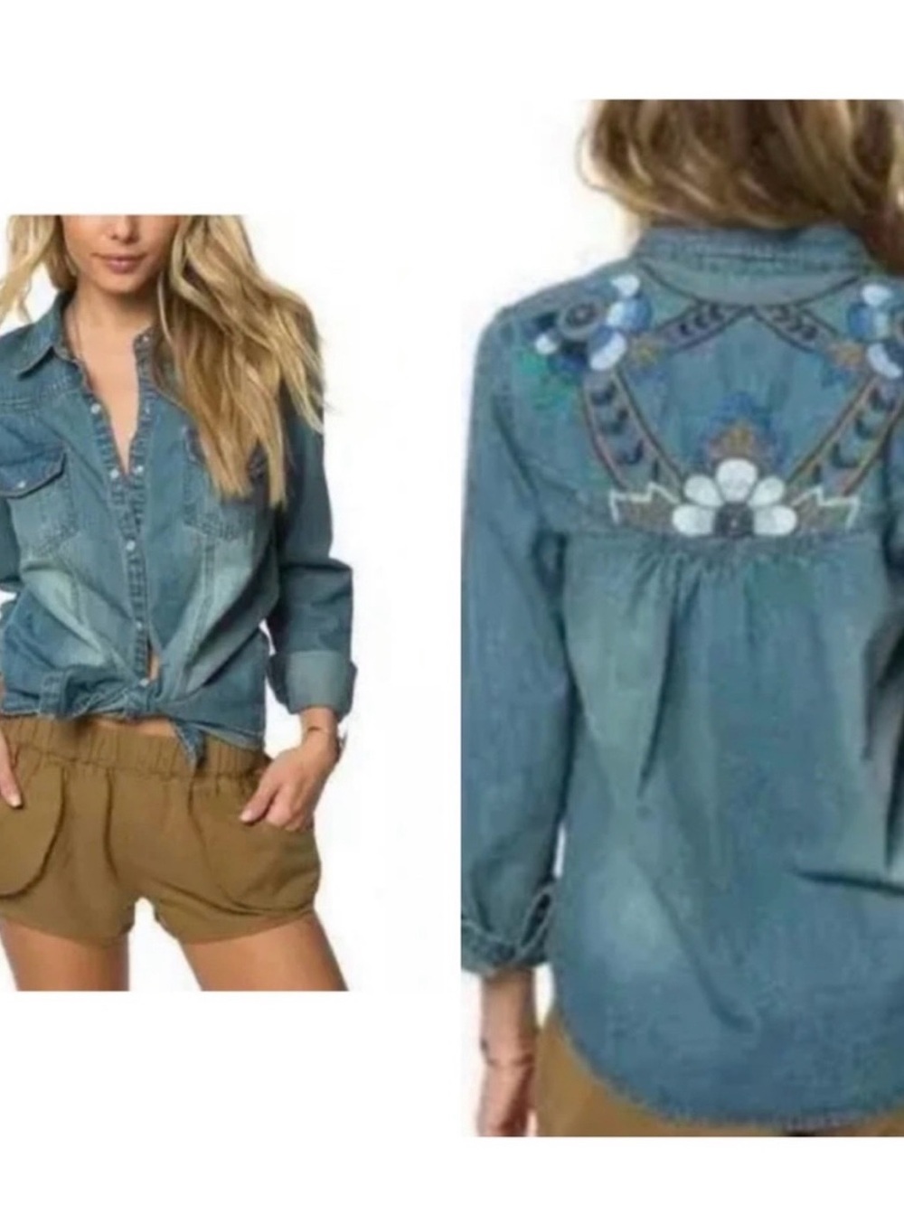O'Neill Embroidery back Denim shirt polka dot interior 0414